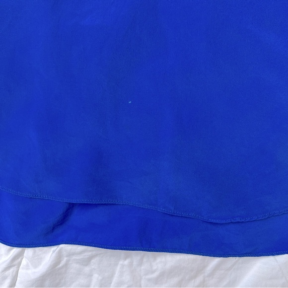 Amanda Uprichard | Blue 100% Silk Mandarin Collar Blouse Size Small - Picture 7 of 11